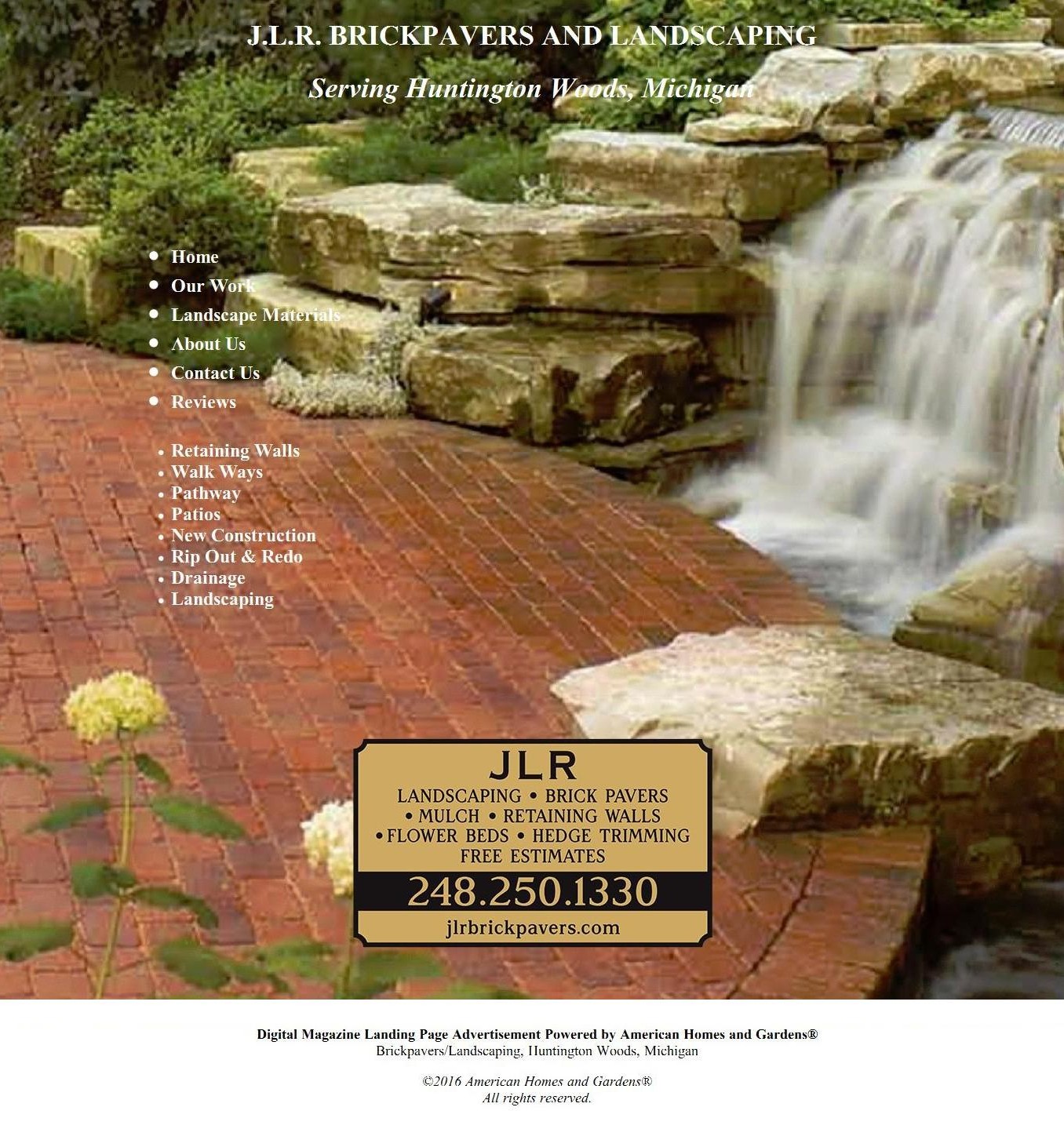 American Homes and Gardens Digital Landing Page Advertisement